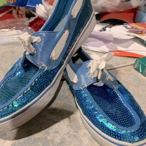 Sperry Top sliders.  Blue sequined!